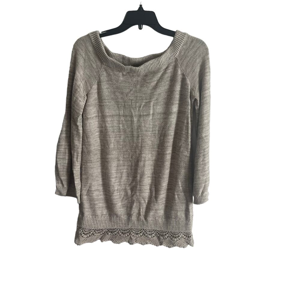 Knox Rose Size Small Boho Fesival Crochet‎ Tan Sweater